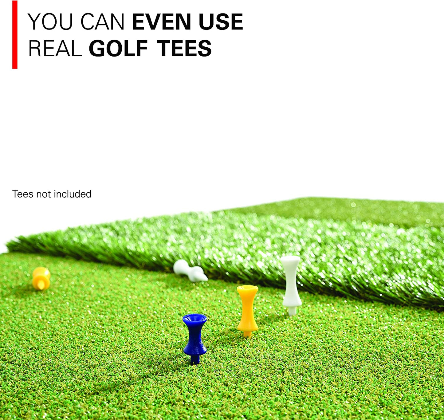 Rukket Tri-Turf Portable Golf Hitting Mat for Driving and Chipping Practice with Adjustable Tees and Foam Balls