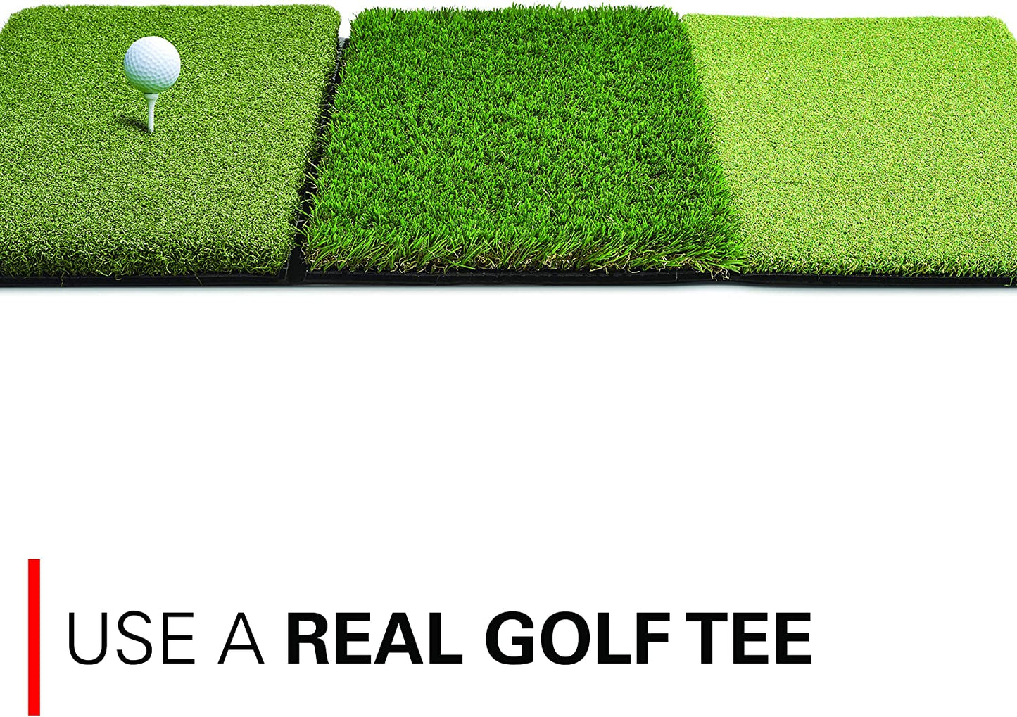 Rukket Tri-Turf Portable Golf Hitting Mat for Driving and Chipping Practice with Adjustable Tees and Foam Balls