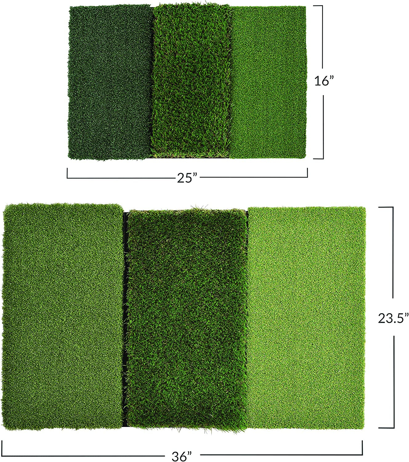Rukket Tri-Turf Portable Golf Hitting Mat for Driving and Chipping Practice with Adjustable Tees and Foam Balls