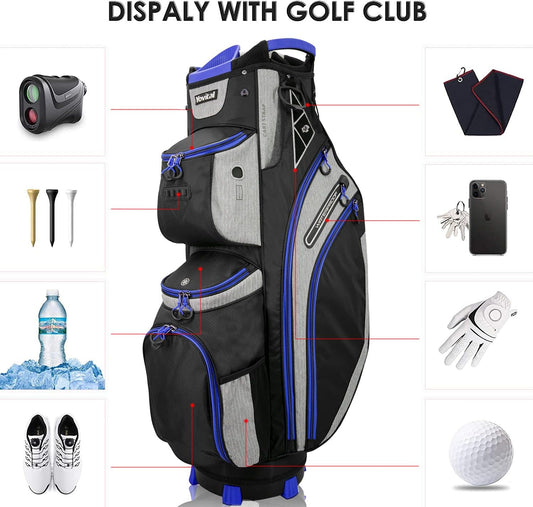 14 Way Golf Cart Bag for Push Bag Classy Design Full Length with Cooler, Rain Hood, Putter Well